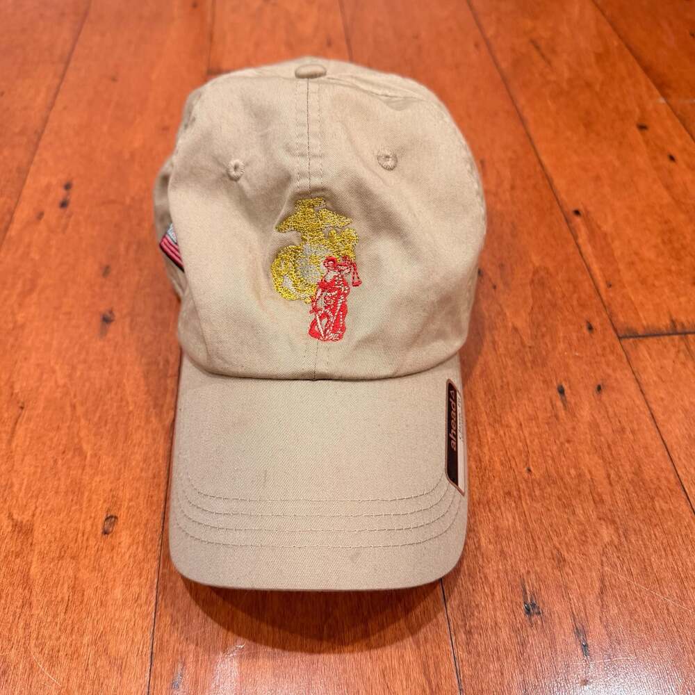 Ahead US Marine Corps MC-LEF.org Embroidered Khaki Baseball Cap